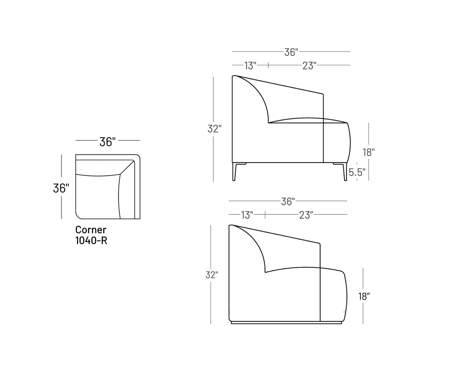 Formal Mallo Corner Chair - Modular Component