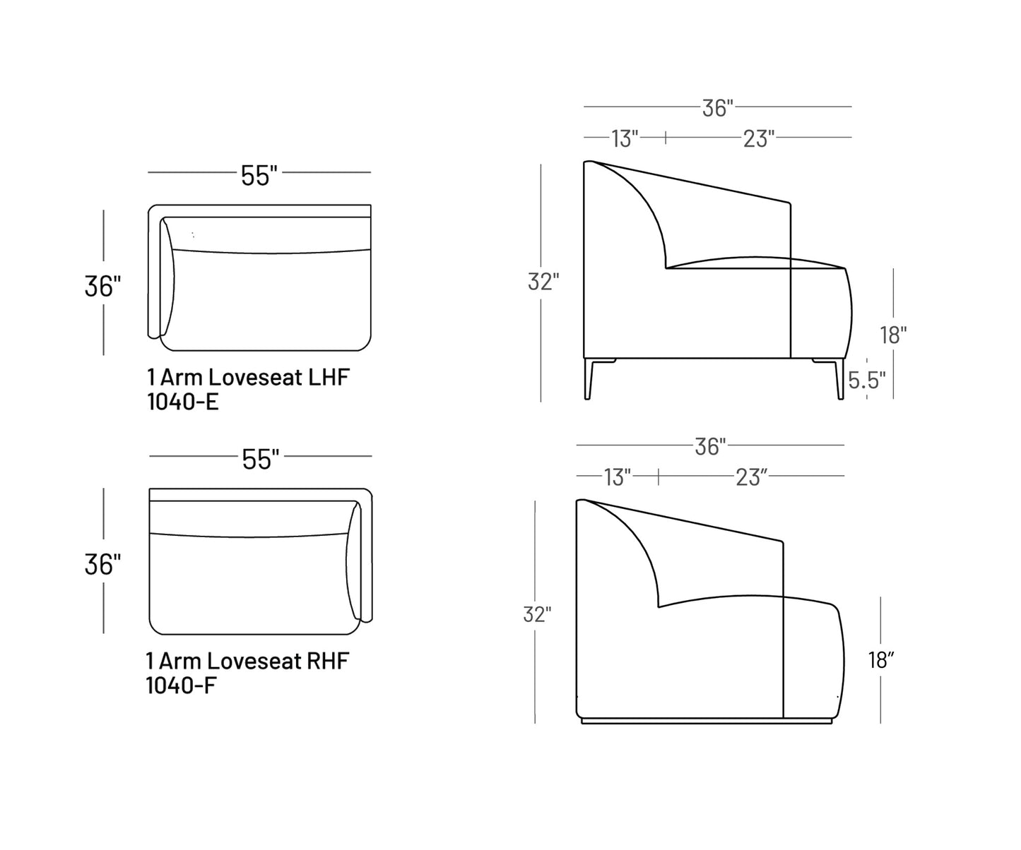 Formal Mallo One - Arm Loveseat - Modular Component