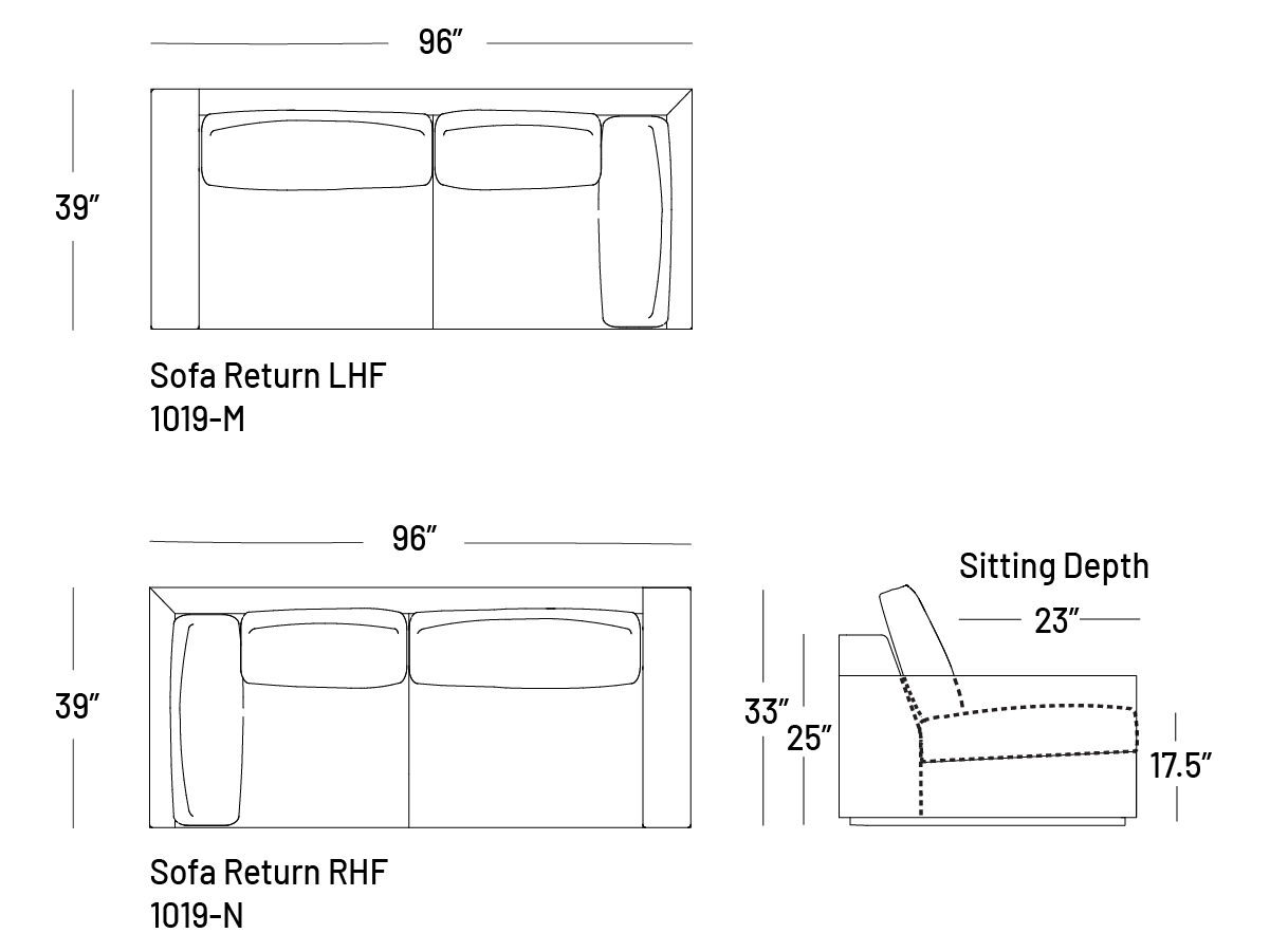 Manyana One-Arm Sofa Return - Modular Component