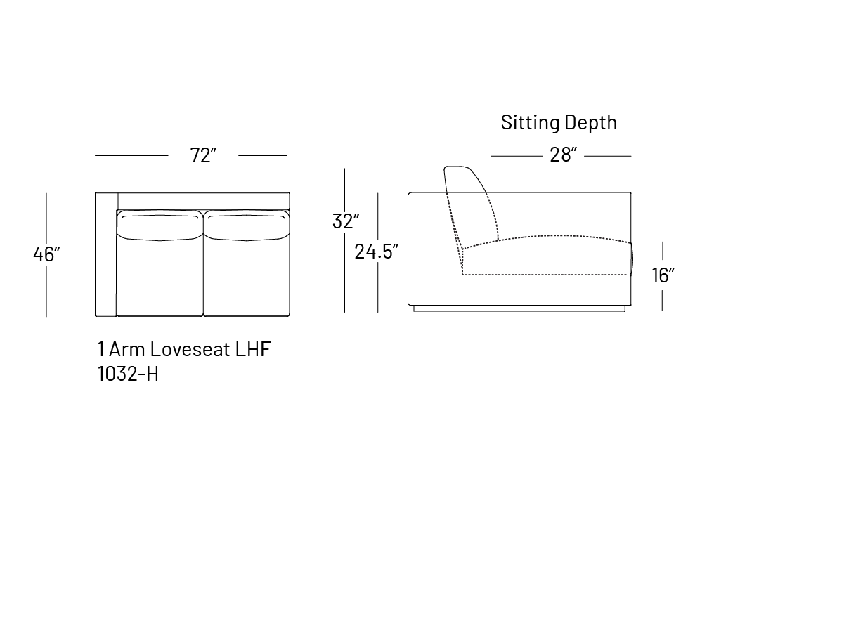 Tuxxy One-Arm Loveseat - Modular Component