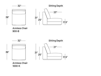 Coasty Armless Chair - Modular Component