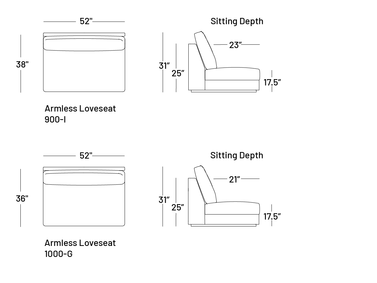 Coasty Armless Loveseat - Modular Component