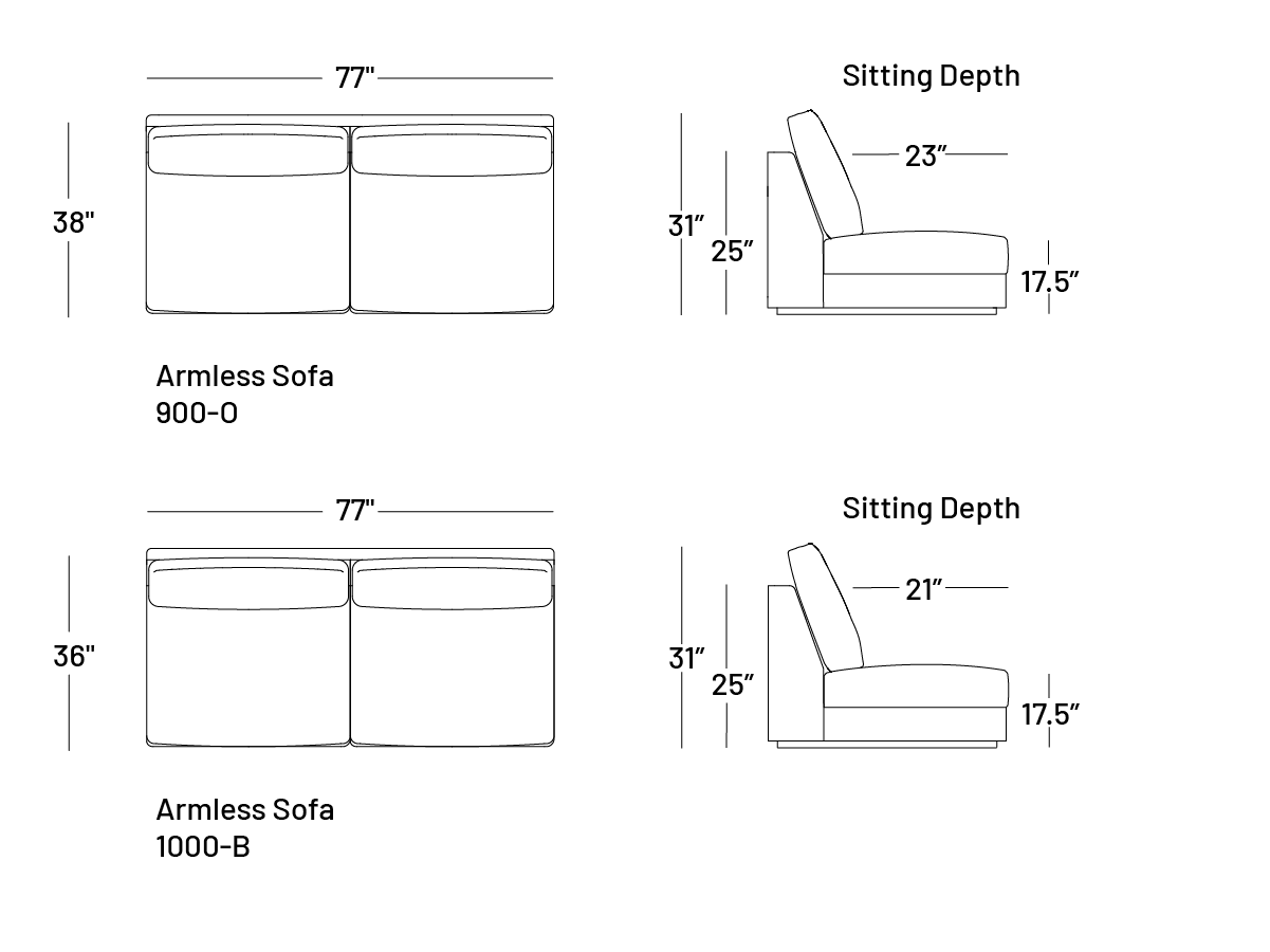 Coasty Armless Sofa - Modular Component