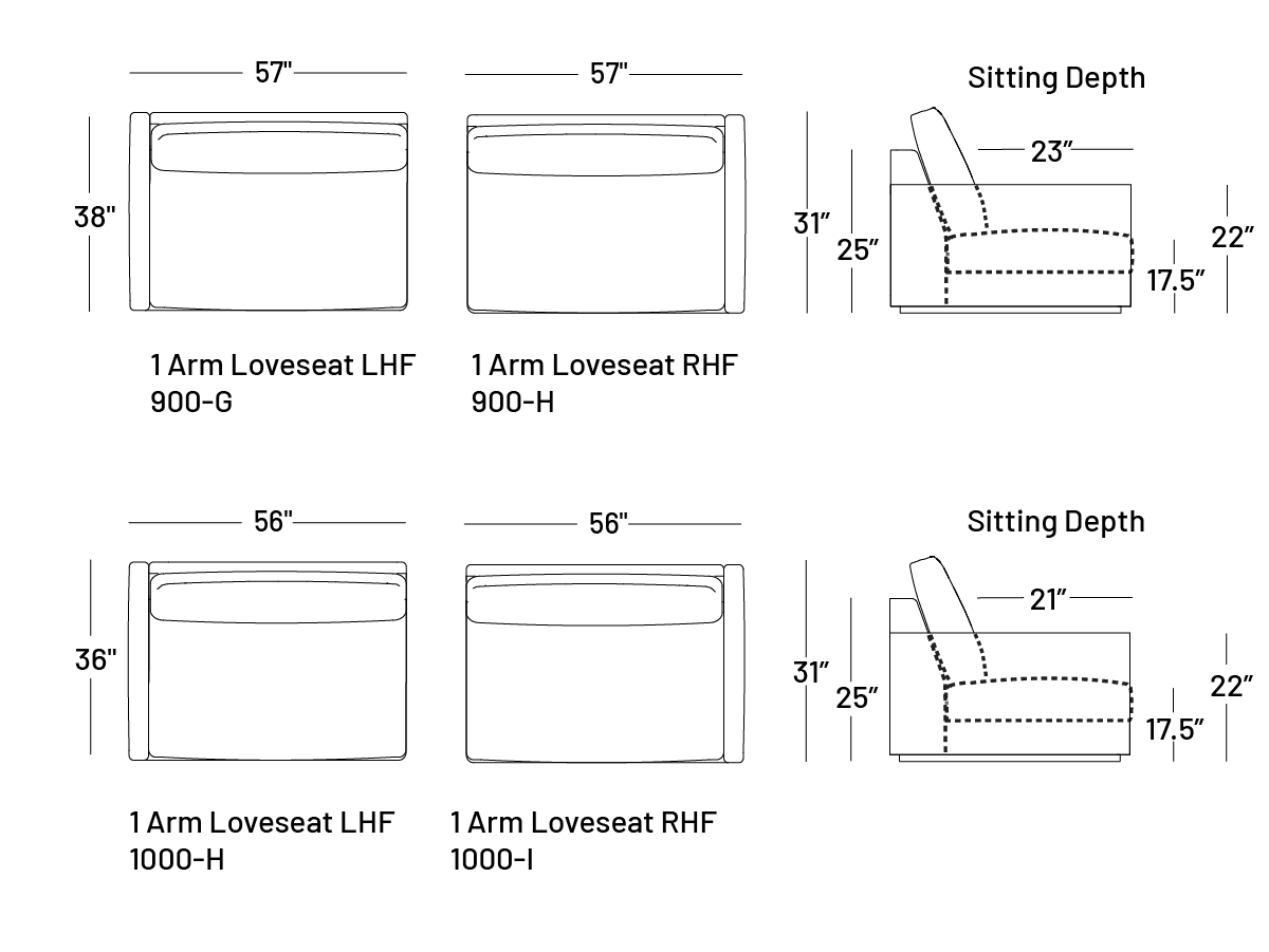 Coasty One-Arm Loveseat - Modular Component