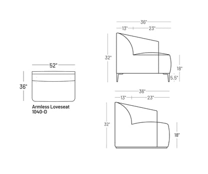 Formal Mallo Armless Loveseat - Modular Component