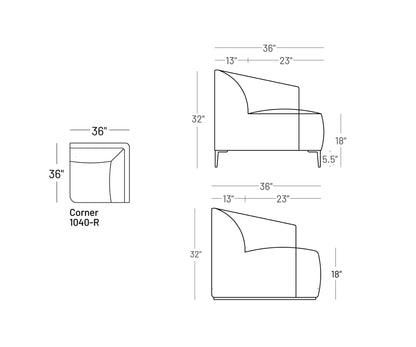 Formal Mallo Corner Chair - Modular Component