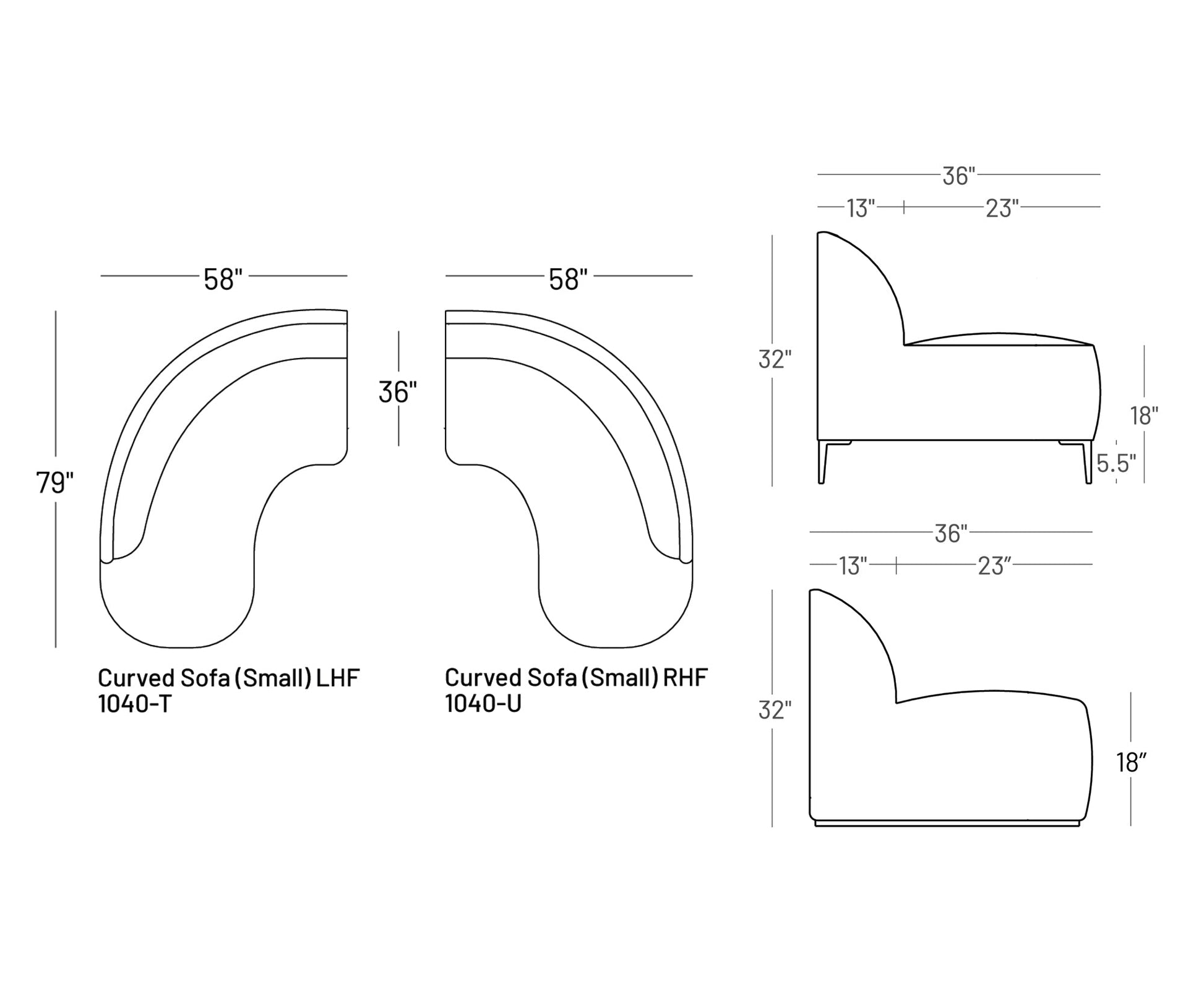 Formal Mallo Curved Sofa 79" - Modular Component