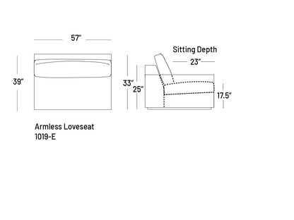 Manyana Armless Loveseat - Modular Component
