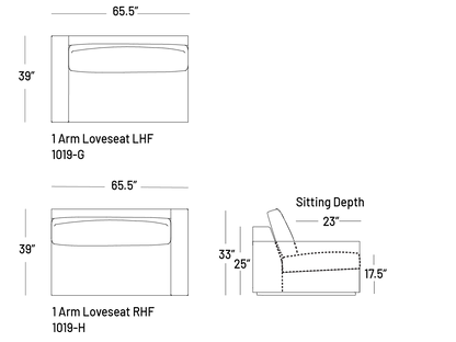 Manyana One-Arm Loveseat - Modular Component