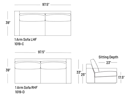 Manyana One-Arm Sofa - Modular Component