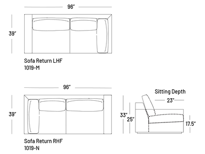 Manyana One-Arm Sofa Return - Modular Component