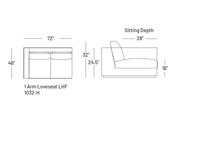 Tuxxy One-Arm Loveseat - Modular Component