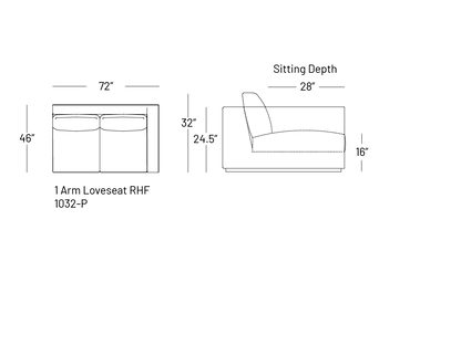 Tuxxy One-Arm Loveseat - Modular Component